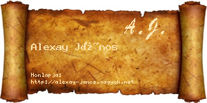 Alexay János névjegykártya